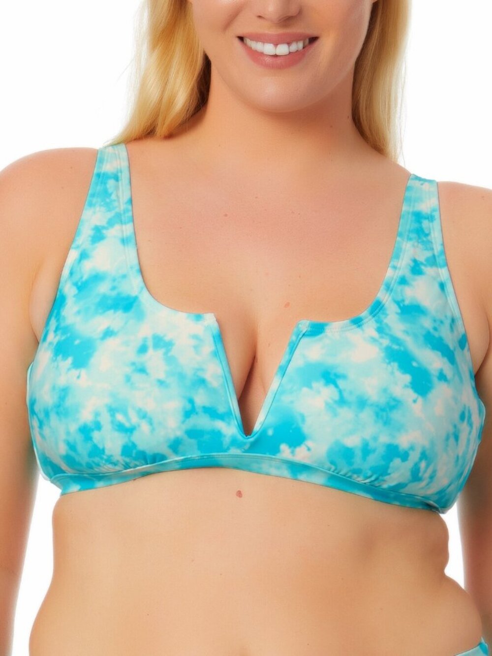 California Waves Plus Size Tie-Dyed Bikini Top Swimwear Blue Size 3 (22/24)
